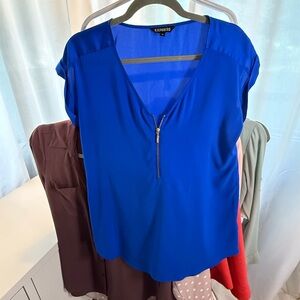 Express Gramercy Top with Zipper Accent in Blue